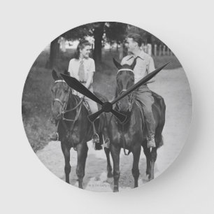 Horloge Ronde Chevaux d'équitation de couples