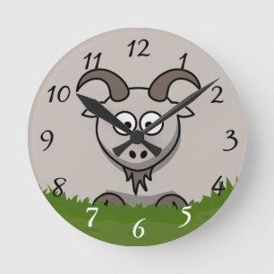 Horloge Ronde Chèvre caricaturale ronde amusante