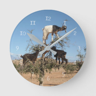 Horloge Ronde Chèvres amusantes dans un arbre
