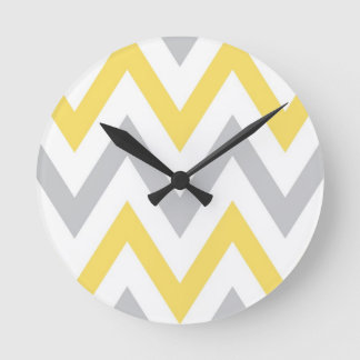 Horloge Ronde Chevron Gray & Yellow