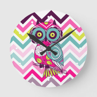 Horloge Ronde Chevron Retro Chouette Super