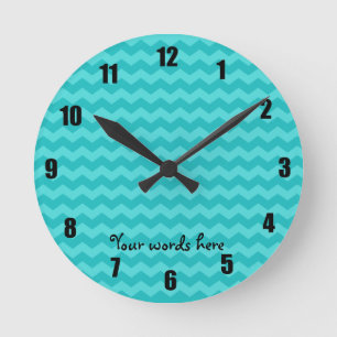 Horloge Ronde chevrons de turquoise