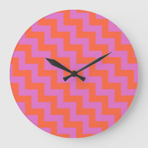 Horloge ronde, Chevrons magenta et orange