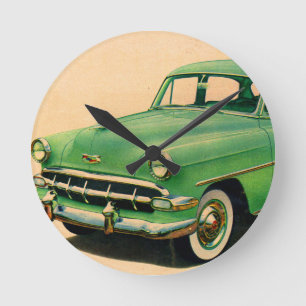 Horloge Ronde Chevy vert des années 1950