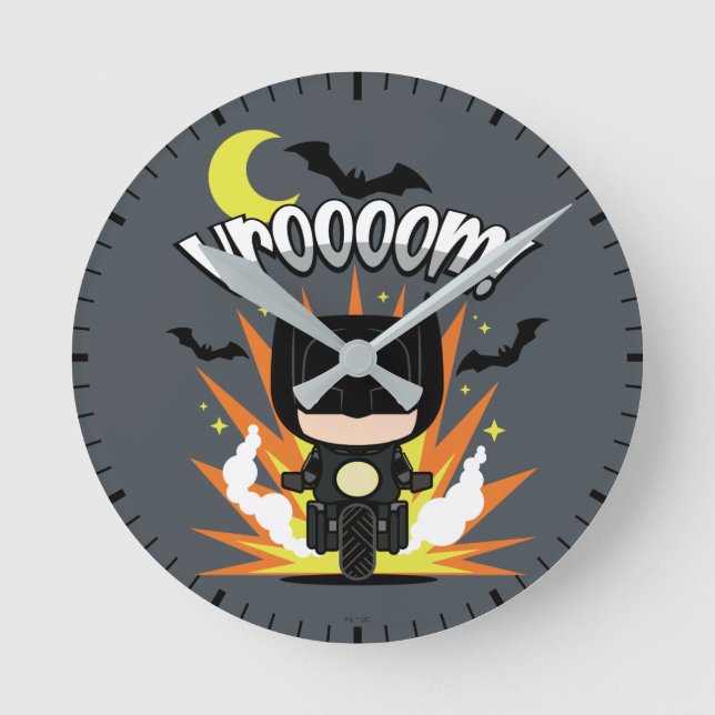 Horloge Ronde Chibi Batman Batcycle (Recto)