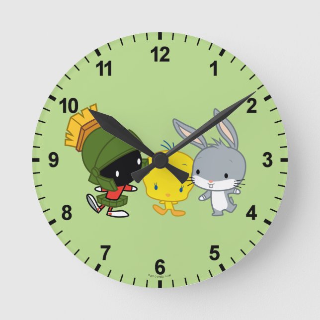 Horloge Ronde Chibi MARVIN THE MARTIAN™, TWEETY™ & BUGS BUNNY™ (Recto)