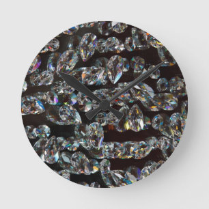 Horloge Ronde Chic Black Diamond Chrystal Cadeaux Motifs Abstrai