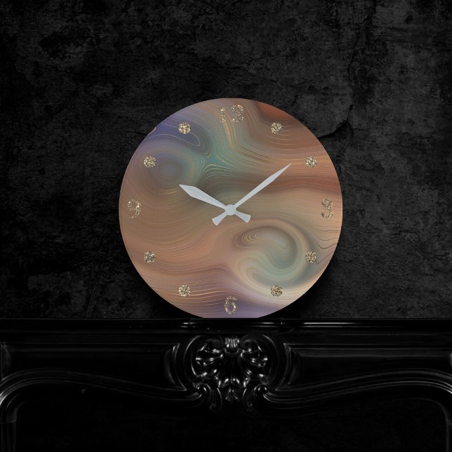 Horloge Ronde Chic Earthy | Agate en pierre de cuivre naturel (Créateur téléchargé)