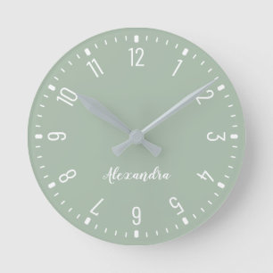 Horloge Ronde Chic et élégant caméo vert et blanc