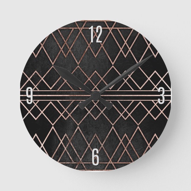 Horloge Ronde Chic et élégant Faux Rose Triangles géométriques o (Recto)