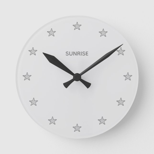 Horloge Ronde Chic Glittering Gray Stars on Dust Silver (Recto)