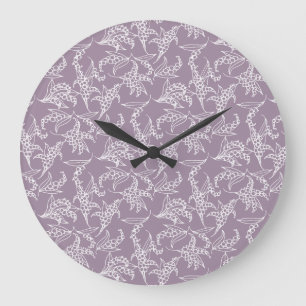 Horloge ronde chic : Lilies-of-the-Valley, Mauve