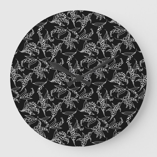Horloge ronde chic : Lys-of-the-Valley, Noir (Recto)