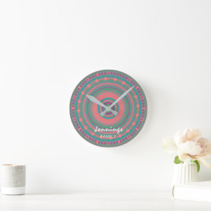 Horloge Ronde Chic Mandala Monogrammé