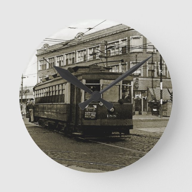 HORLOGE RONDE CHICAGO 63E ET OCCIDENTALE 1952 TROLLEY ART SEPIA (Recto)
