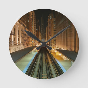 Horloge Ronde Chicago "L" station la nuit