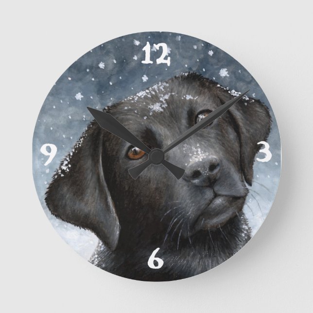 Horloge Ronde Chien 100 noir Labrador (Recto)