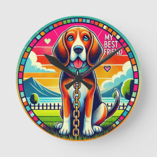 Horloge Ronde Chien animé mignon