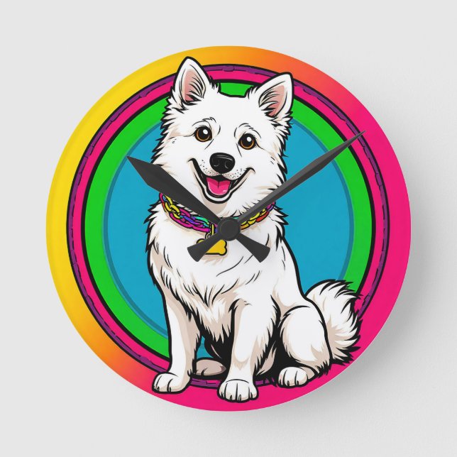 Horloge Ronde Chien animé mignon avec collier (Recto)