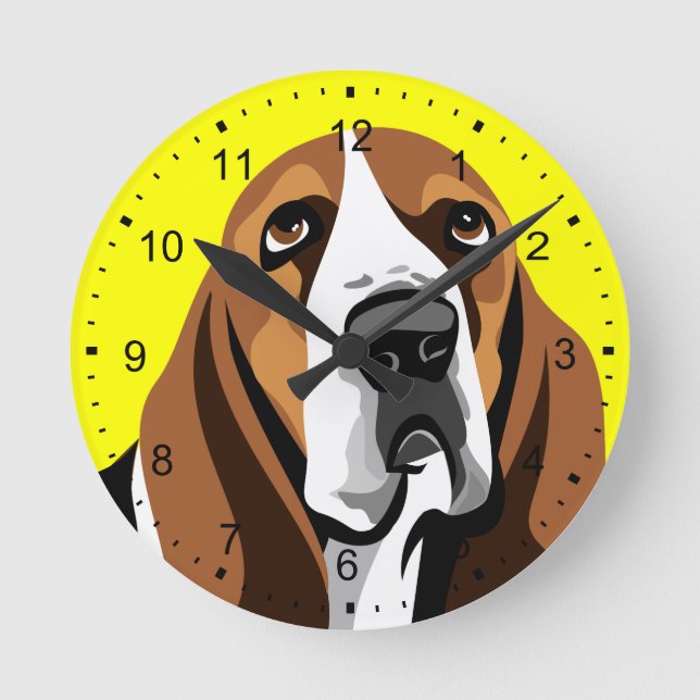 Horloge Ronde Chien Basset Hound (Recto)