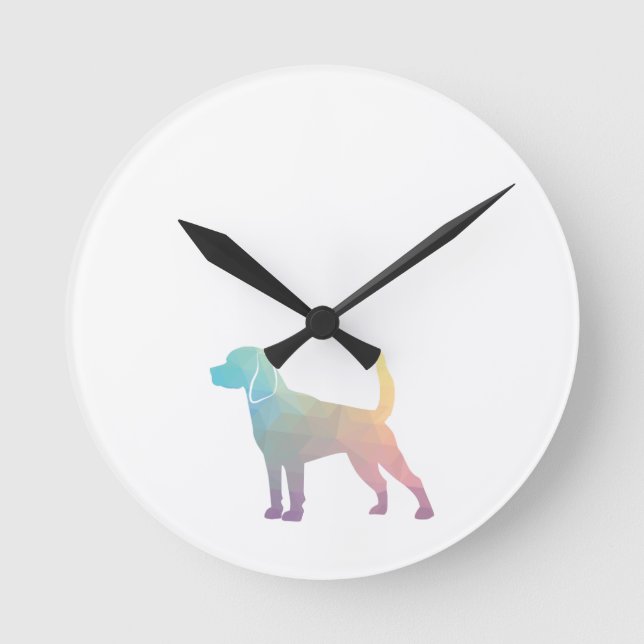Horloge Ronde Chien beagle race Geo Silhouette Pastel (Recto)