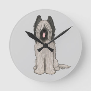 Horloge Ronde Chien caricaturé mignon Briard