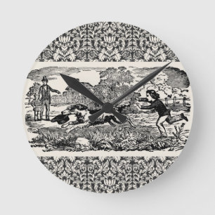 Horloge Ronde Chien courant art animal antique illustration vict