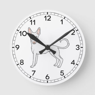 Horloge Ronde Chien de chasse ibizain blanc à poil ras Chien de