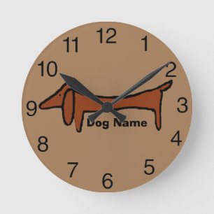 Horloge Ronde Chien de chien, Brown Clock, edit name