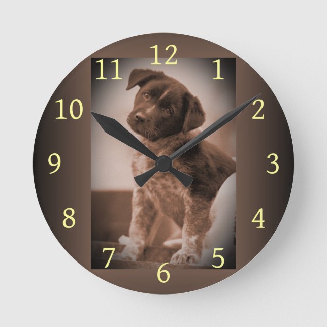 Horloge Ronde Chien de combat australien ~ Chien de chasse ~ Mas (Recto)