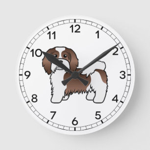 Horloge Ronde Chien de dessin animé mignon havanais au chocolat