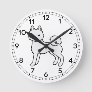 Horloge Ronde Chien de dessin animé mignon Klee Kai blanc d'Alas