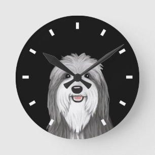 Horloge Ronde Chien de dessin de Collie à poils
