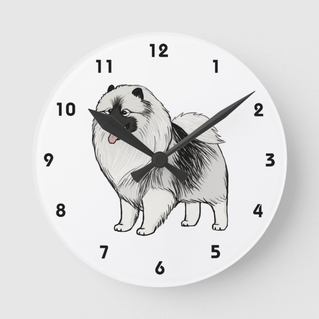 Horloge Ronde Chien de dessin Keeshond (Recto)
