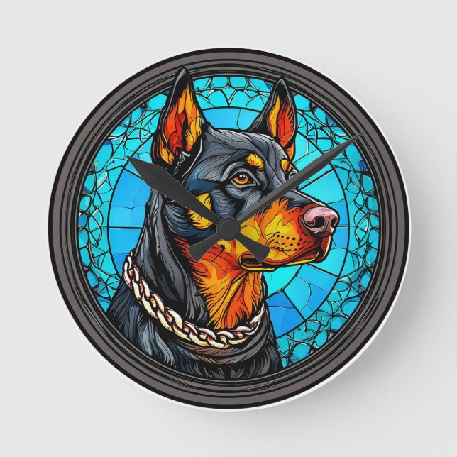 Horloge Ronde chien Doberman (Recto)