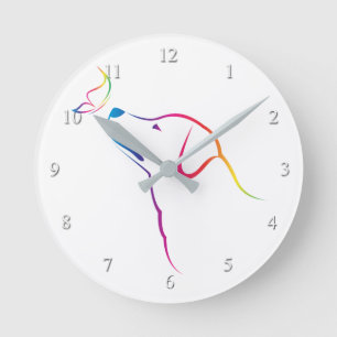 Horloge Ronde Chien et papillon