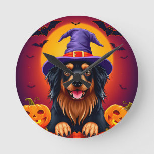 Horloge Ronde Chien mignon d'Halloween