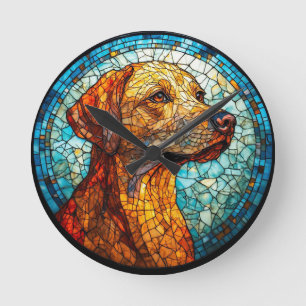 Horloge Ronde Chien Mosaïque Coloré