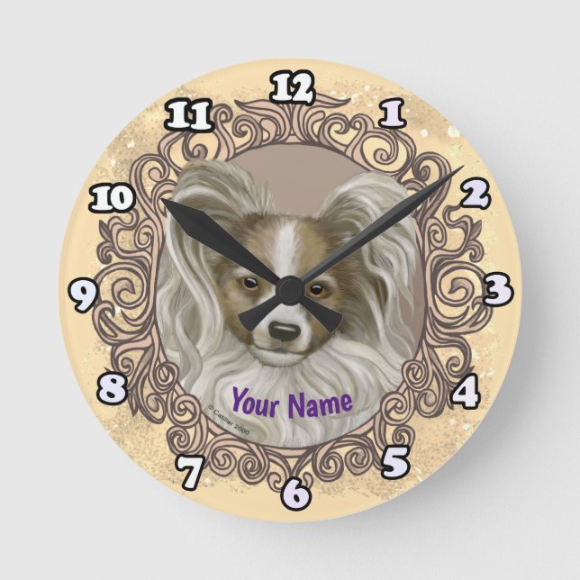 Horloge Ronde Chien papillon (Recto)