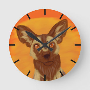 Horloge Ronde Chien sauvage africain