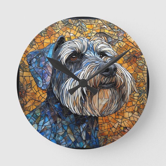 Horloge Ronde Chien Schnauzer représenté avec une précision épou (Recto)