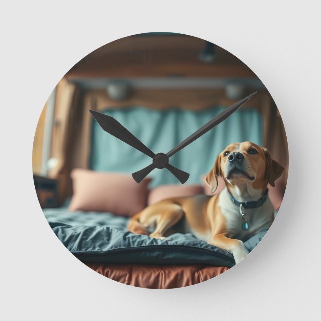 Horloge Ronde Chien sur Lit (Recto)