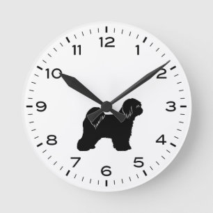 Horloge Ronde Chien Tibétain de race Terrier Silhouette