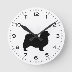 Horloge Ronde Chien Tibétain Espagnol race Silhouette