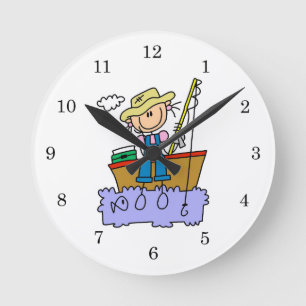 Horloge Ronde Chiffre de bâton Pêche fille