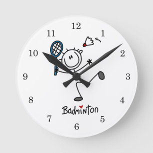 Horloge Ronde Chiffre masculin de base badminton de bâton