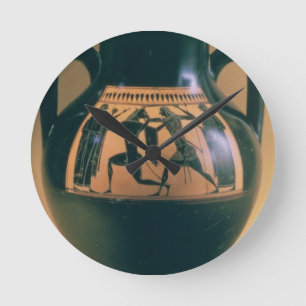 Horloge Ronde Chiffre noir amphora de grenier dépeignant Theseu