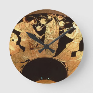 Horloge Ronde Chiffre rouge kylix de grenier dépeignant Dionysus