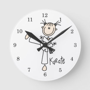 Horloge Ronde Chiffre T-shirts et cadeaux de bâton de karaté d