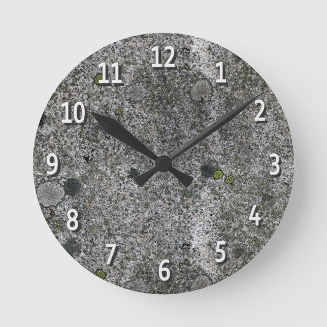 Horloge Ronde Chiffres blancs gris granit (Recto)